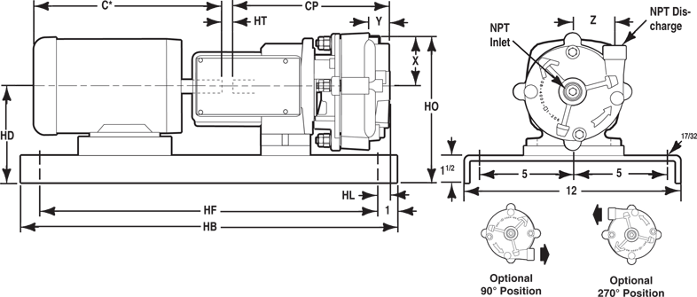 C41 Series Flex Coupled Base Mounted Pump Dimensions