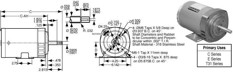 1 Phase - 2 POLE 3450 / 2880 RPM